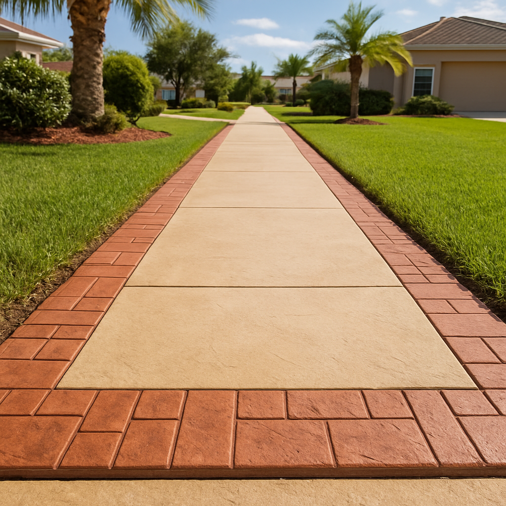 New decorative concrete sidewalk