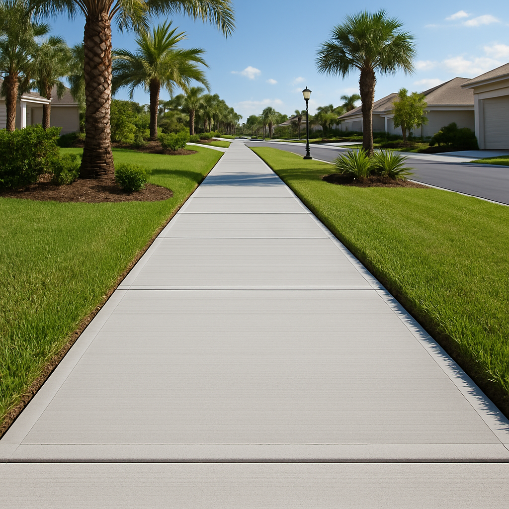 New smooth concrete sidewalk