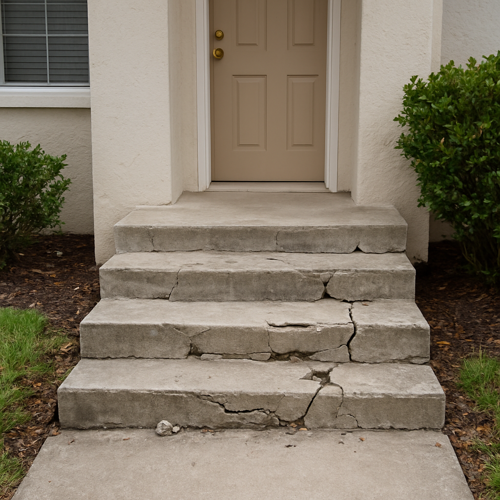 Crumbling front steps before repair