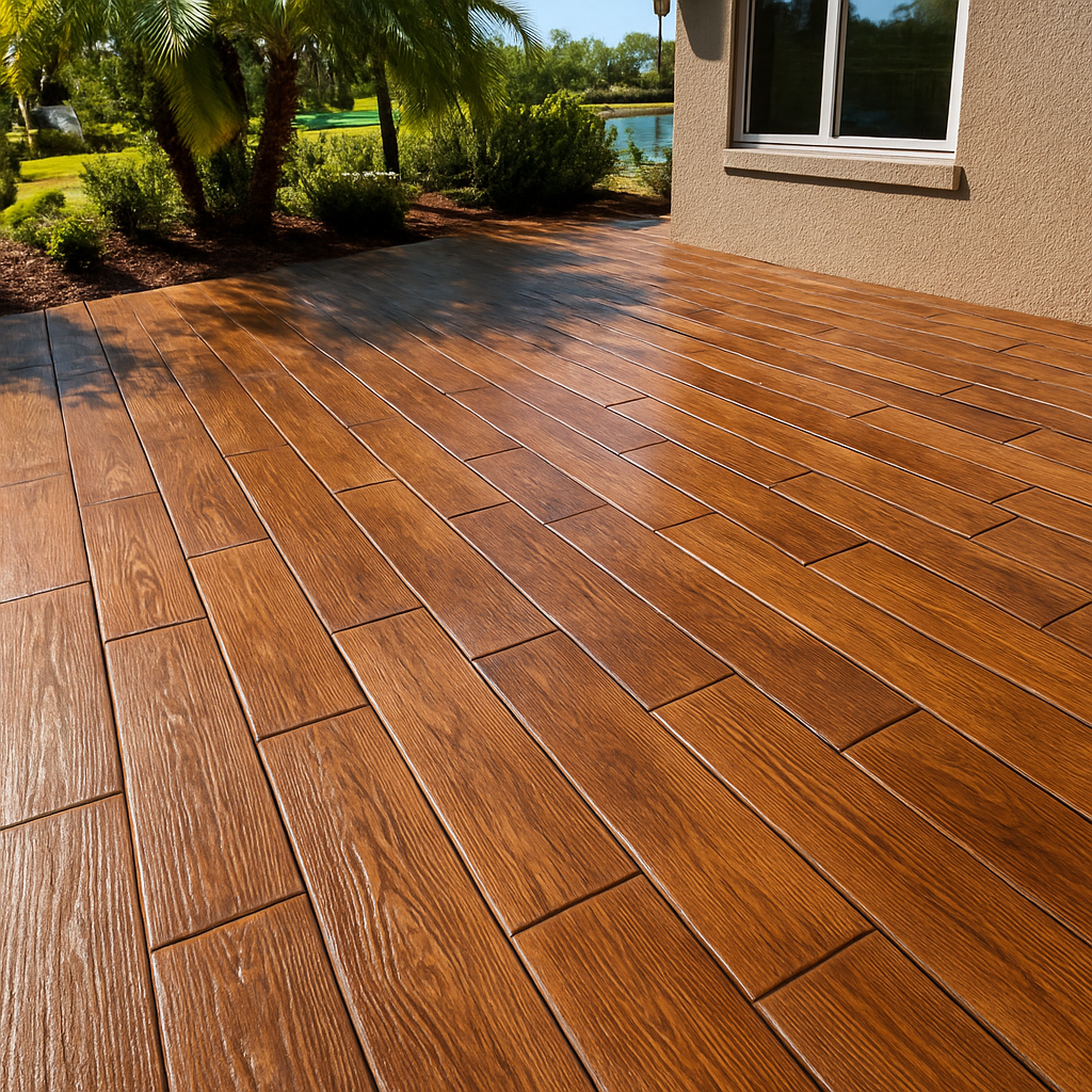 Stamped concrete driveway pattern and color in Lakeland, FL